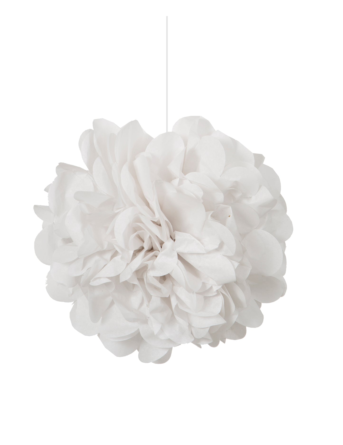 3 závesné brmbolce z bieleho papiera 22 cm na svadbu