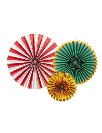 3 kartónové vianočné rozety, veľkosti 26, 35, 43 cm, slávnostné závesné dekorácie