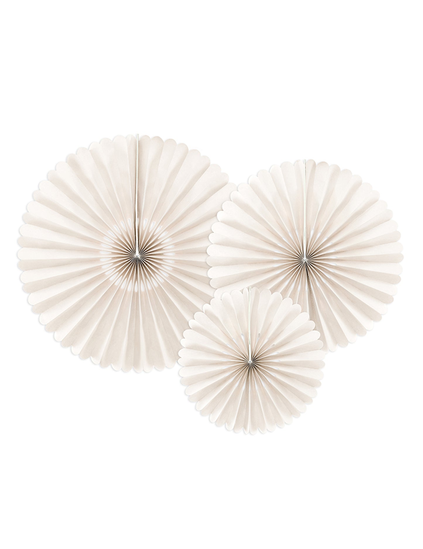 3 ozdobné papierové rozety béžovej farby na svadbu