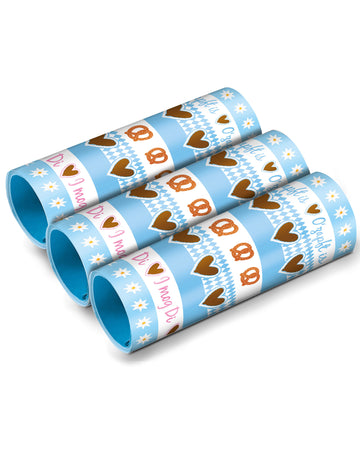 Serpentins fête de la bière bleus et blancs à motifs bretzels