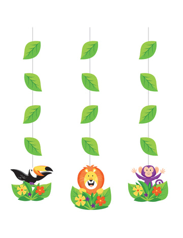 3 kartónové závesy džungľa safari 57 cm so zvieratami