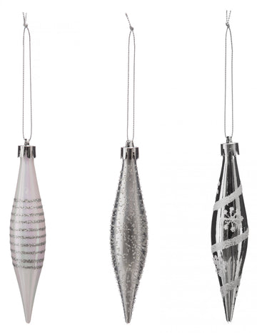3 závesné dekorácie v tvare strieborných ľadových kociek 15 cm 