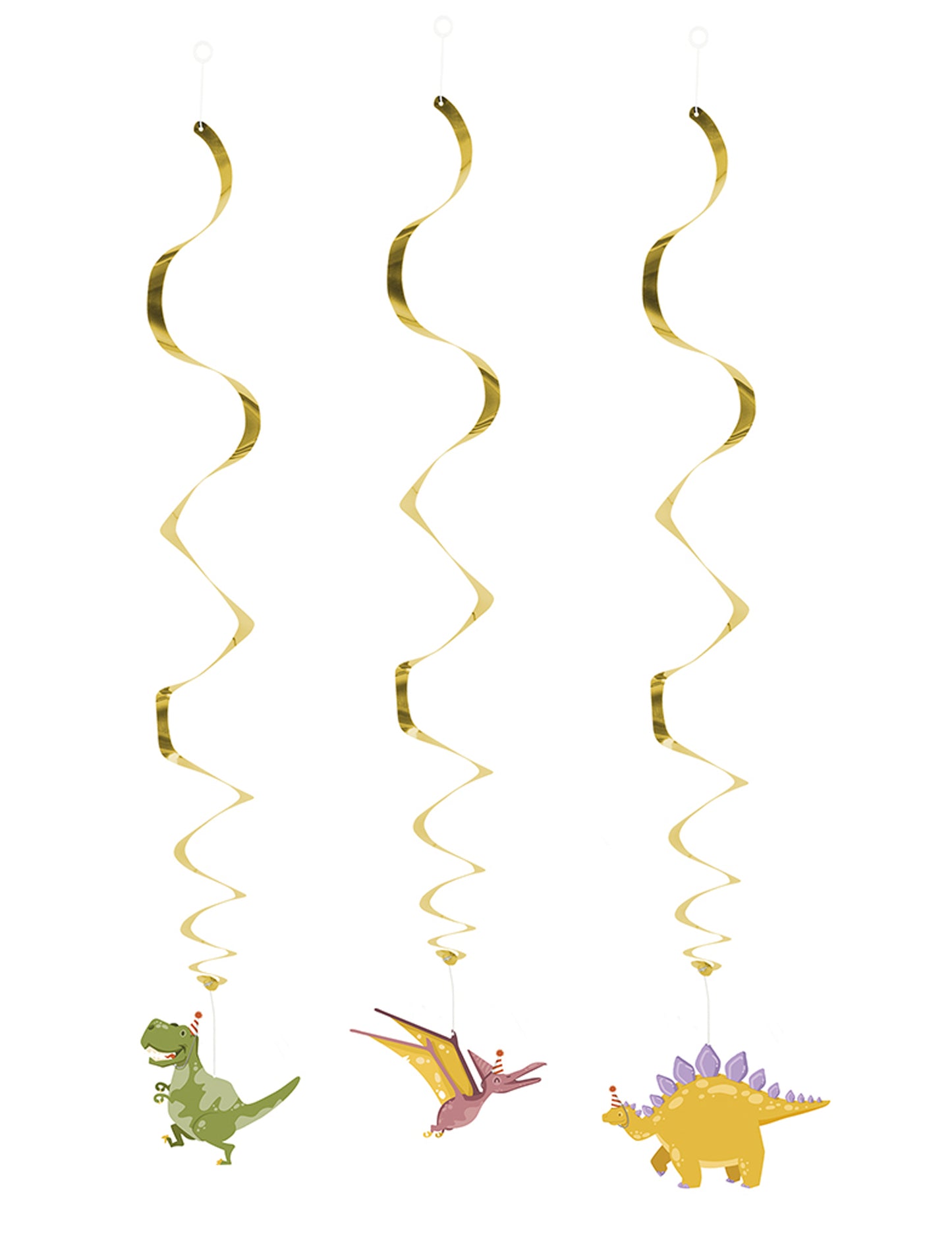 3 špirálové závesné svietidlá Dino Party 85 cm zlatý