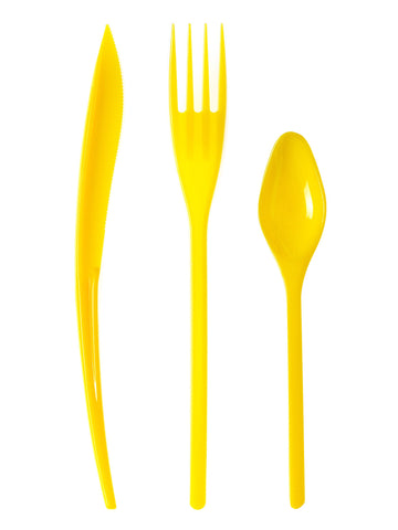 30 žltých plastových príborov - Premium 