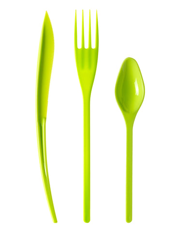 30 prémiových anízovo zelených plastových príborov 