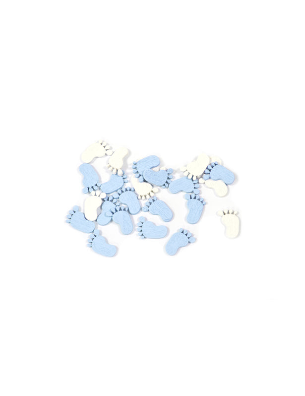 32 modrobielych konfiet na stolík s detskými nožičkami 10 g na oslavu bábätka