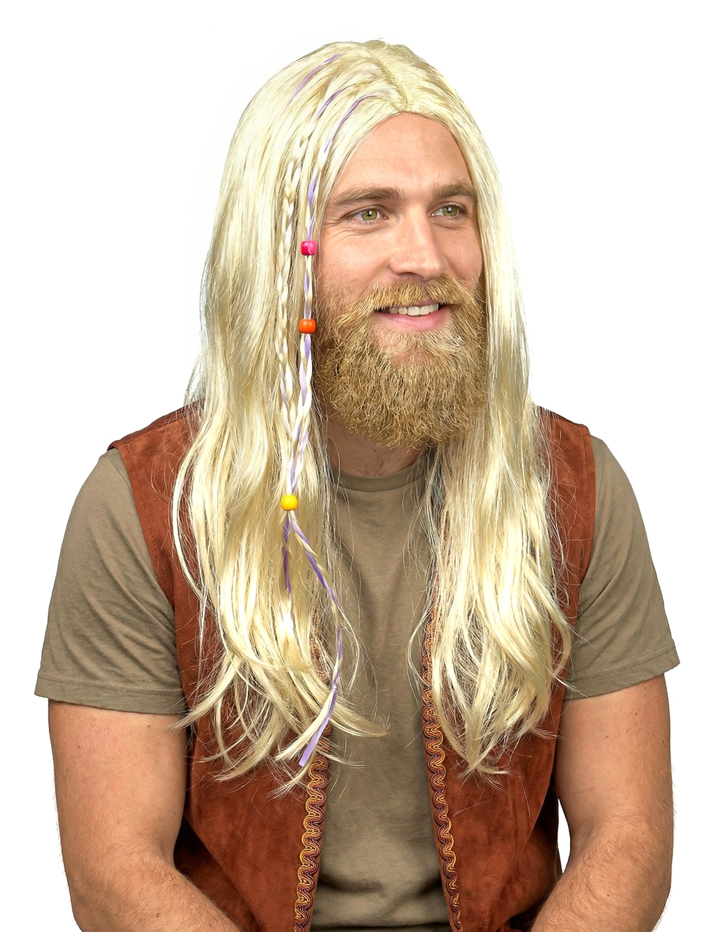 Pohľad z troch štvrtí na hippie parochňu pre dospelých