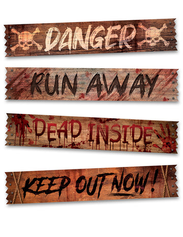 4 bannery Zombie Zone 70 x 13 cm