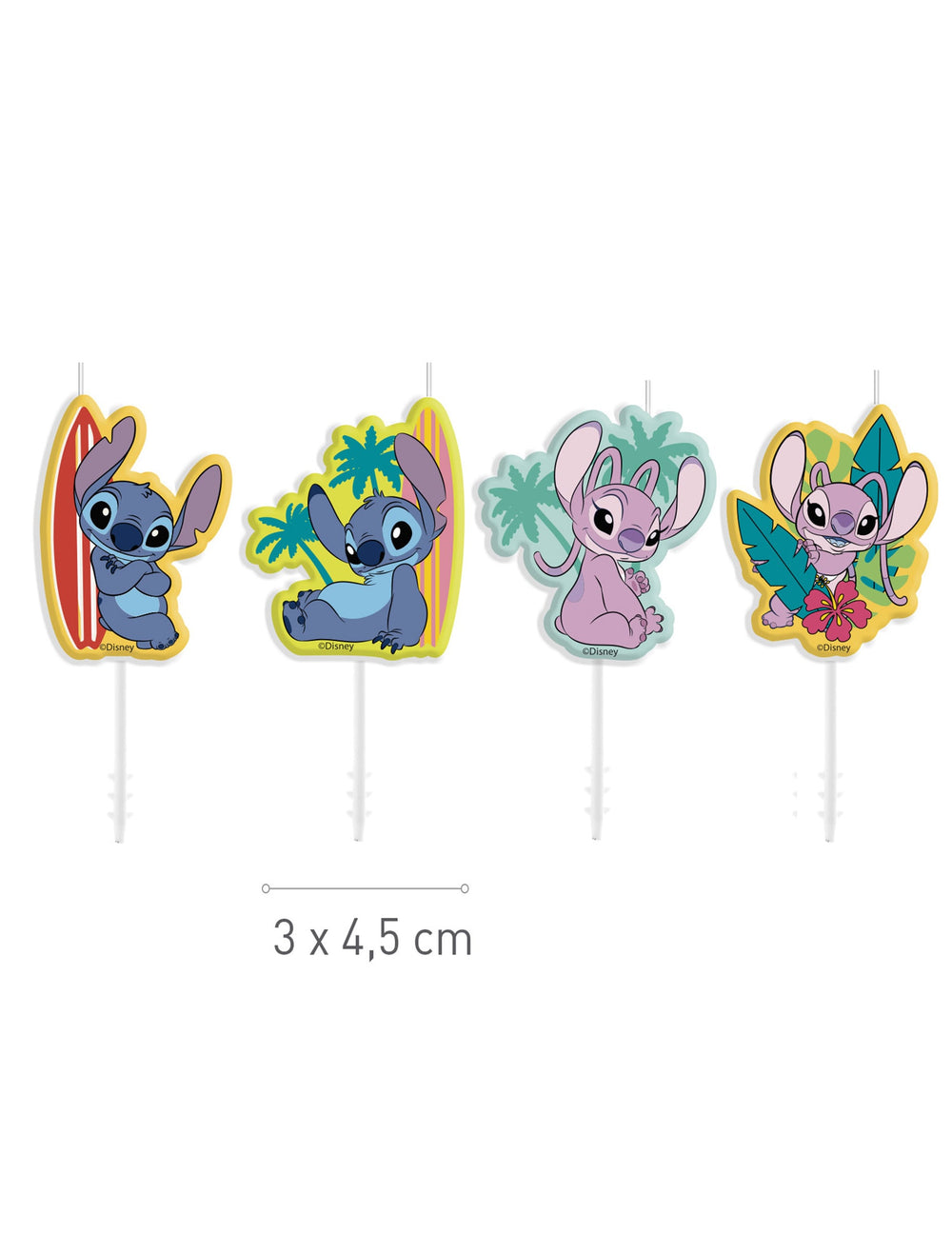 Détail des dimensions des bougies anniversaire Stitch