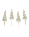 4 bougies corne de licorne pour fête paillettes champagne