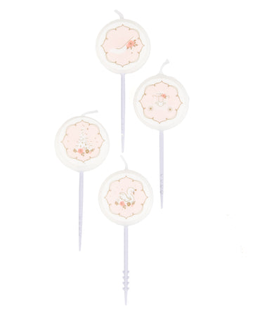 4 ružové sviečky pre malé princezné 7,5 cm na tortu