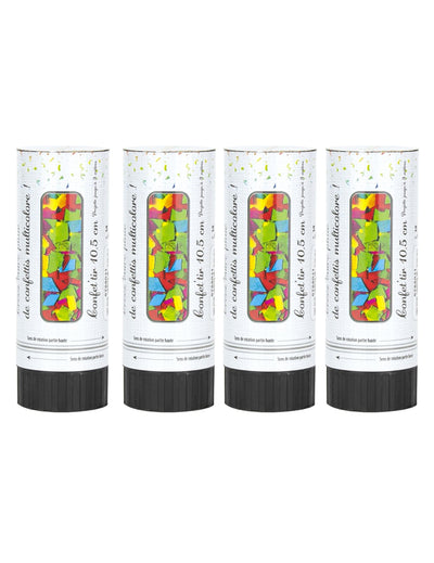 4 canons à confettis multicolores pour la fête lot de 4