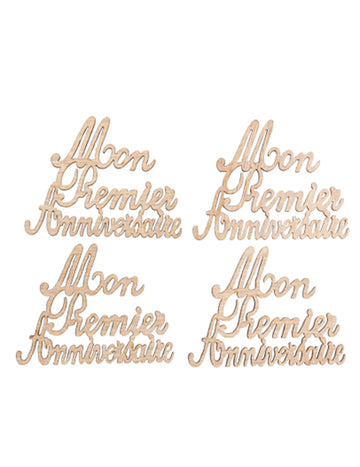 4 drevené konfety „Moje prvé narodeniny“, 6,5 x 5 cm dekorácia stola