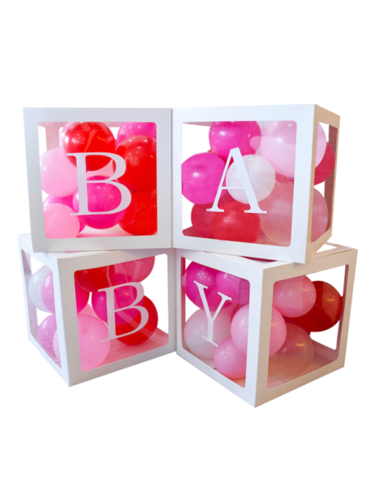 4 kartónové balónové kocky pre bábätká 30 cm bieli