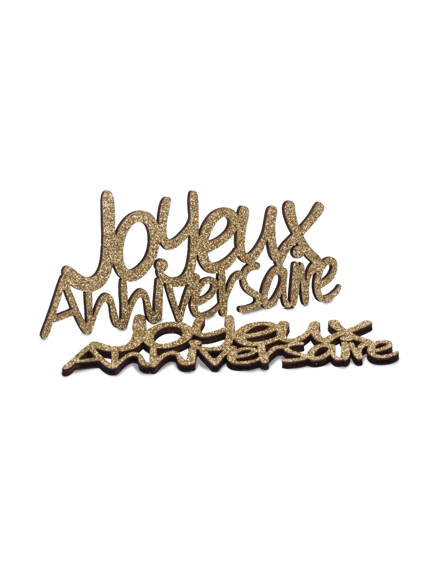 4 zlaté trblietavé drevené párty dekorácie k narodeninám