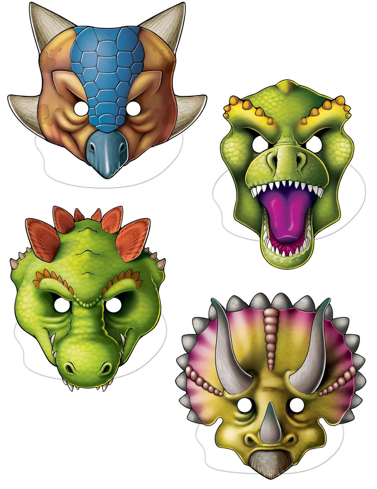 Masky dinosaurov pre dieťa multicolorové z kartónu