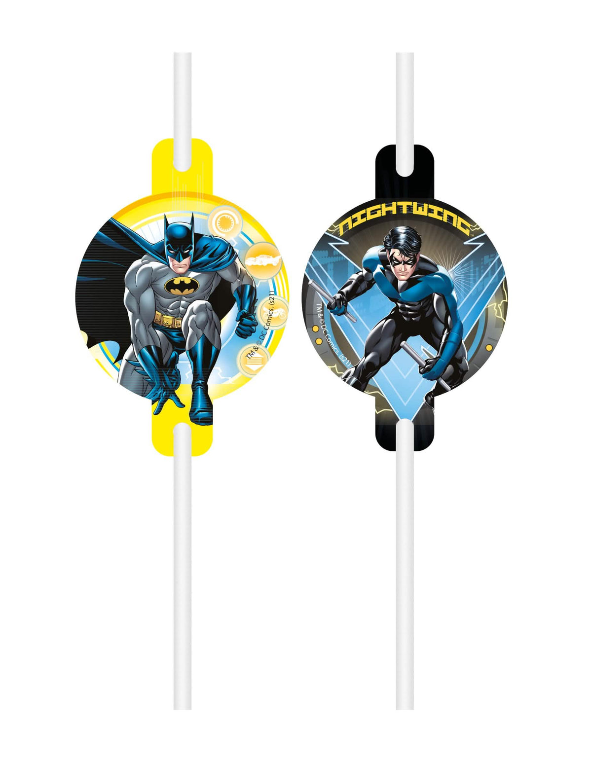 slamky s kartónovým medailónom Batman pre dieťa žltá a čierna s motívmi Batman a Nightwing
