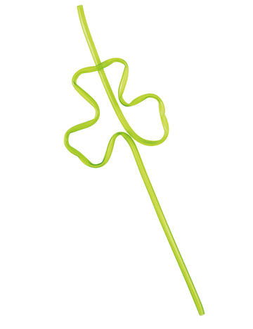 4 opakovane použiteľné zelené plastové slamky v tvare ďateliny