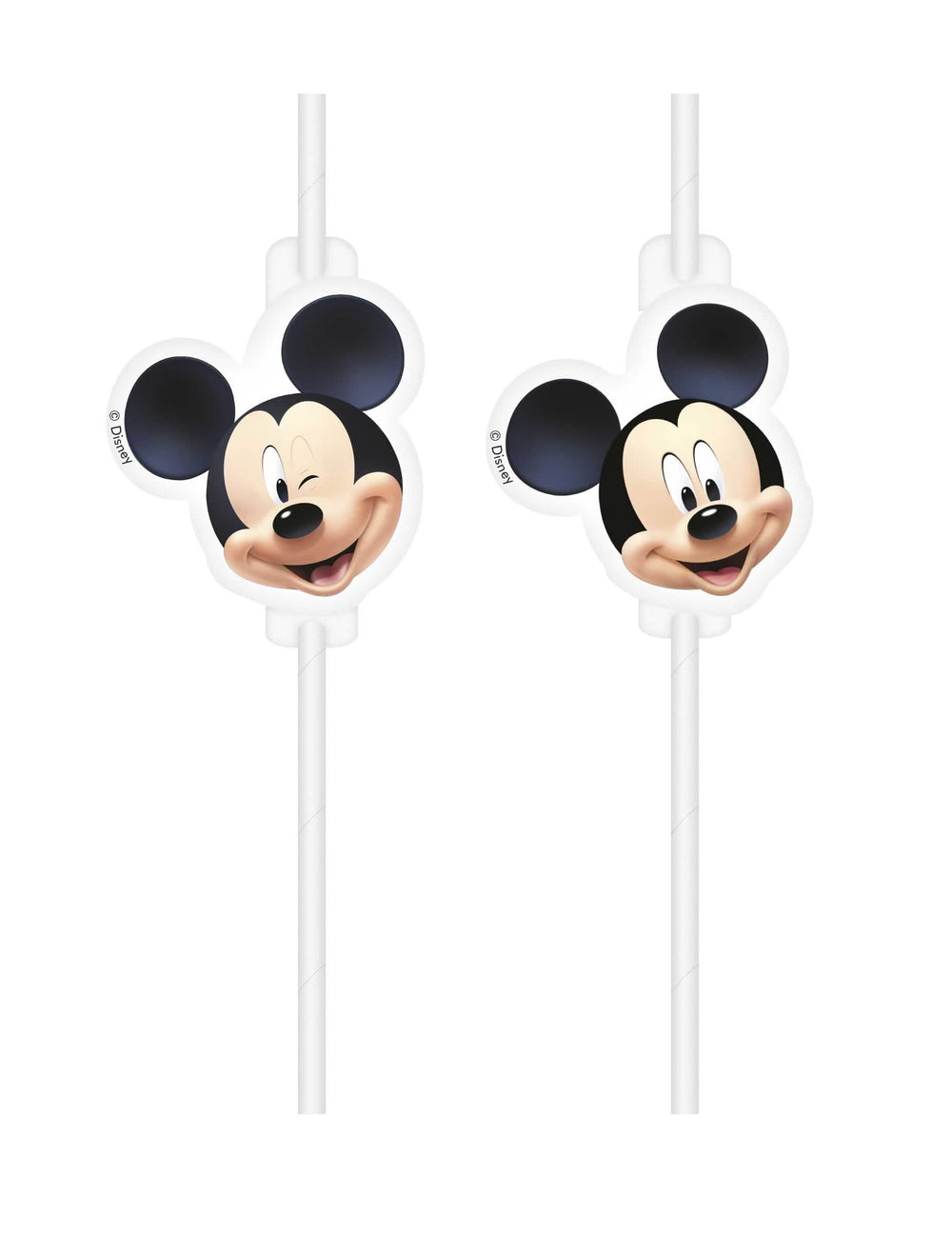 Plastové slamky s medailónom Mickey Mouse pre dieťa biele