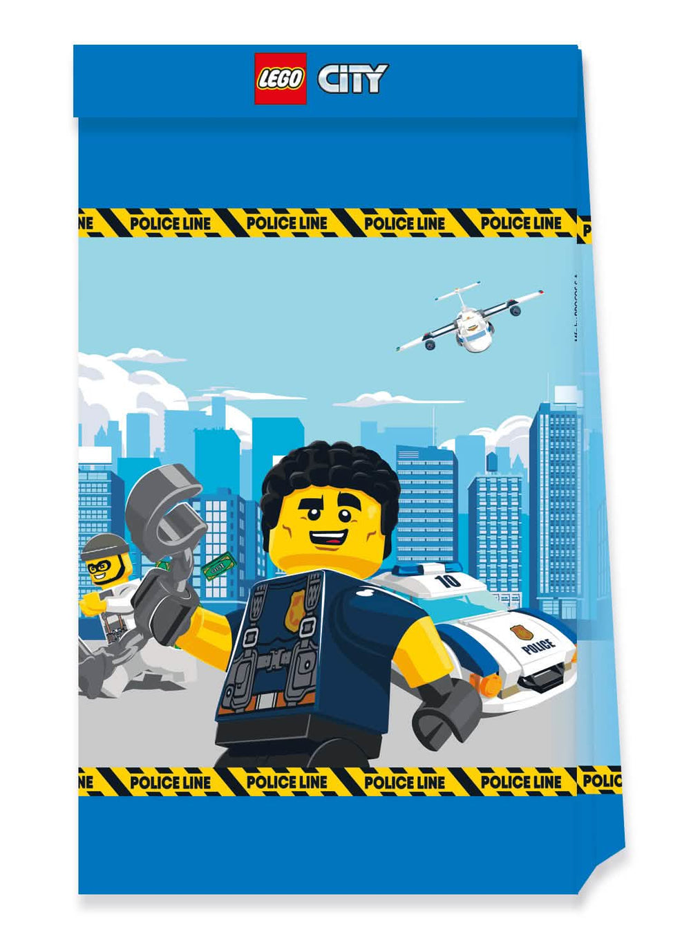 Papierové párty tašky Lego City pre dieťa modré s dekorom polície