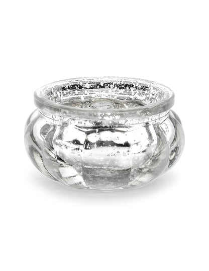 Photophore en verre miroir pour table argenté