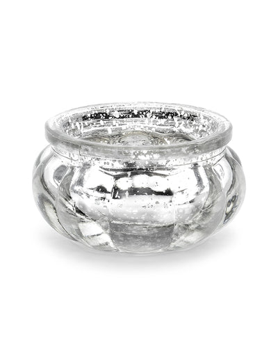 Photophore en verre miroir pour table argenté