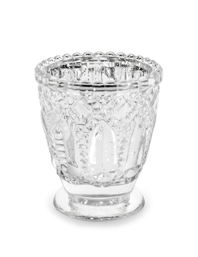 Photophore en verre de Noël transparent avec motifs en relief