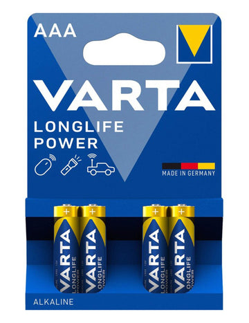 Lot de 4 piles LONGLIFE POWER LR03/AAA Varta bleues et jaunes