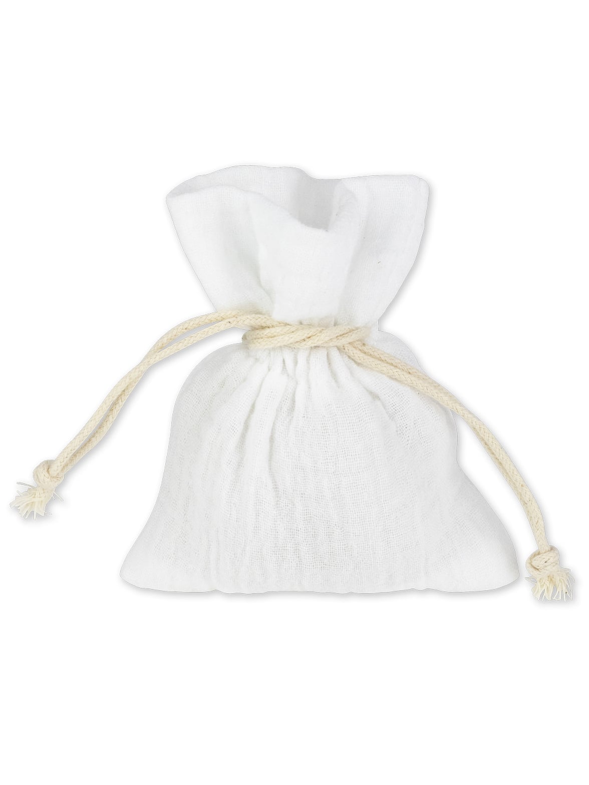 Pochon en mousseline de coton pour articles de fête blanc avec cordon