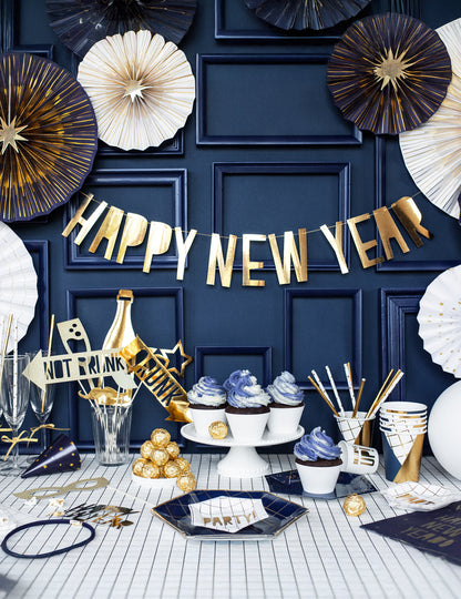 4 dekoratívne a zlaté papierové rozety 23, 32, 40 cm