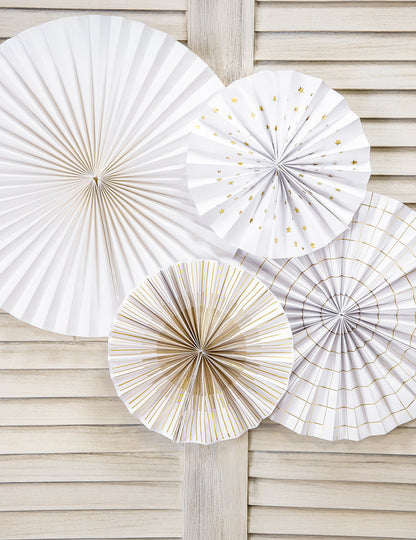 4 dekoratívne a zlaté papierové rozety 23, 32, 40 cm