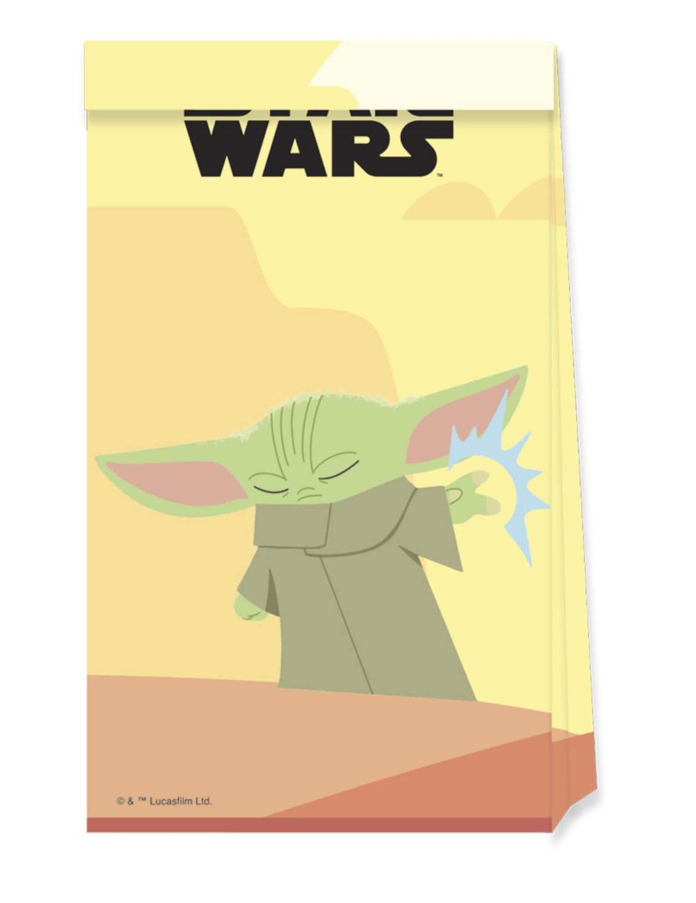 Papierové vrecúška bábätko Yoda The Mandalorian pre dieťa žltá a béžová