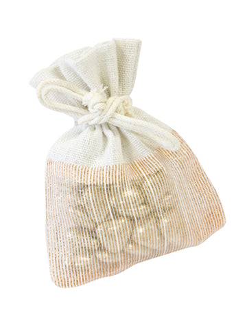 Sachets en toile et tissu rose gold avec cordon