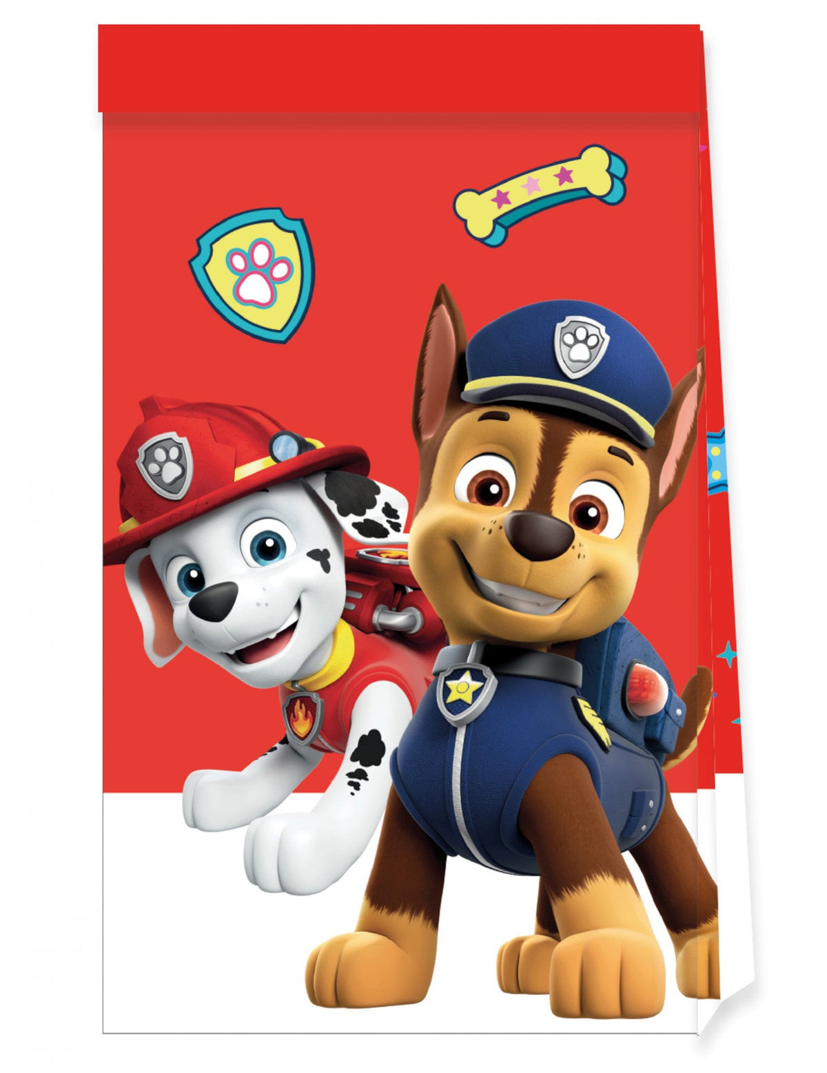 Sachets en papier Pat'Patrouille pour enfant rouges avec Marcus et Chase