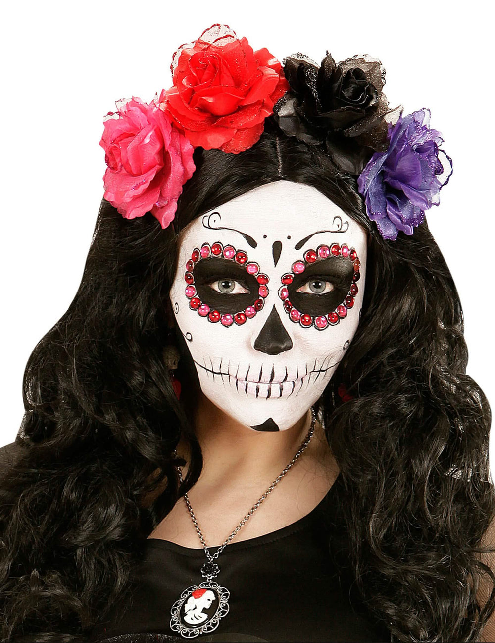 Kamienky Dia de los muertos pre dospelého ružové a červené