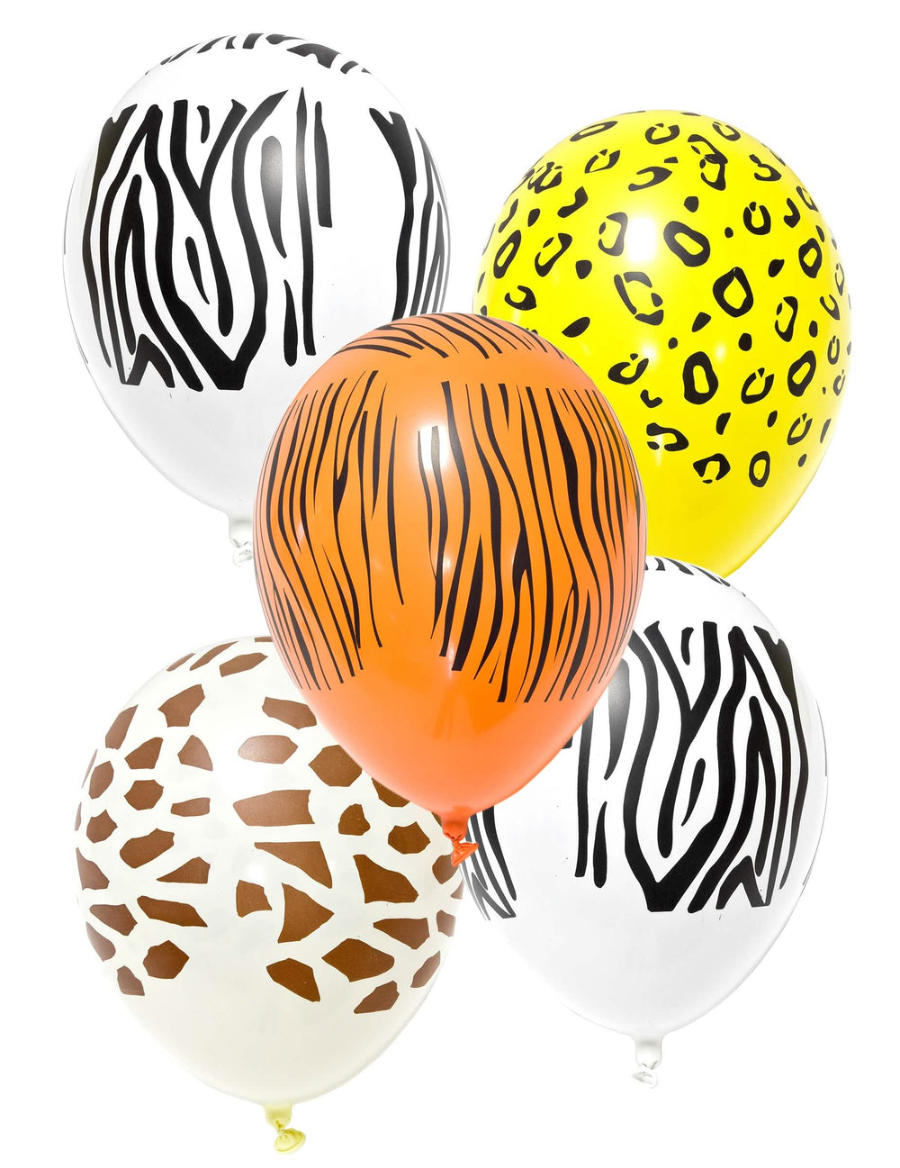 Balóny z potlačeného latexu safari na oslavu zvieratá zo savany viacfarebné motívy zebra leopard tiger a žirafa