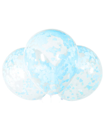 Ballons en latex transparents confettis cœurs pour baby shower bleus