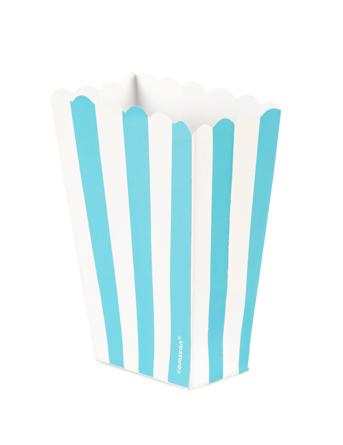 Boîtes à popcorn à rayures pour fête bleu et blanc turquoise