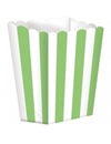 Boîte à popcorn à rayures pour fête vert et blanc