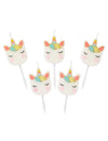 5 bougies d'anniversaire tête de licorne pour enfant blanches aux détails pastel