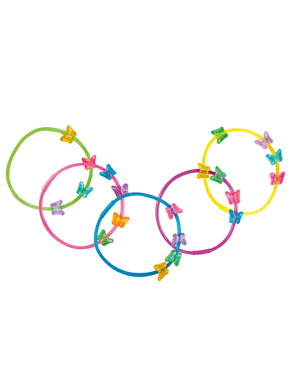 Bracelets papillons pour enfant multicolores et pailletés