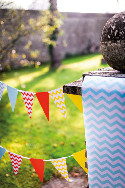 5 tyrkysových papierových vlajočiek DIY 21 x 15 cm 