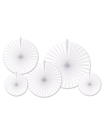 Lot de 5 rosaces en papier de décoration pour fête blanches