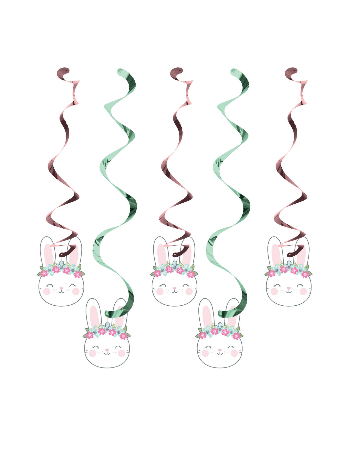 5 špirálových ozdôb v tvare zajačika z kartónu na narodeniny