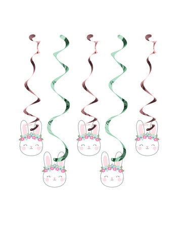 5 špirálových ozdôb v tvare zajačika z kartónu na narodeniny