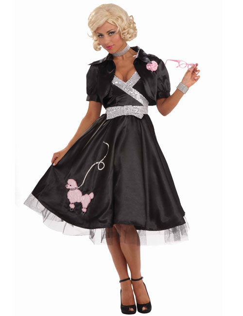 Dámsky kostým Rockabilly z 50. rokov Poodle čierno-strieborný 