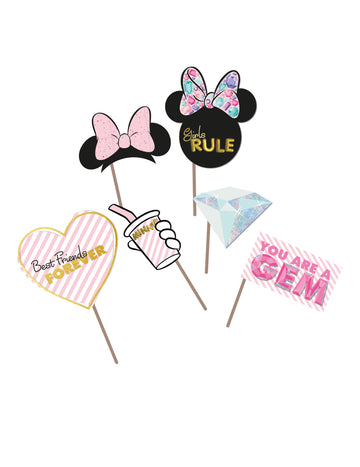 Accessoires pour photobooth Minnie pour enfant rose et doré effet métallique