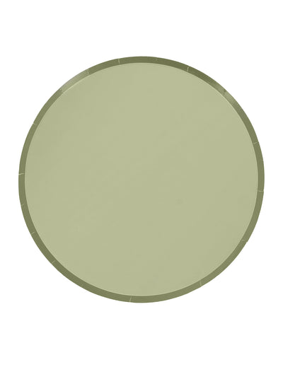 Assiettes en carton bi-color pour fête vert de gris et vert sauge