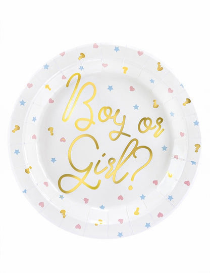 6 bielych kartónových tanierov pre chlapcov alebo dievčatá 23 cm detská oslava