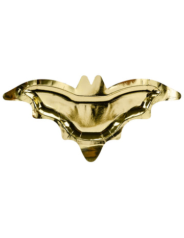 6 kovových zlatých kartónových tanierov v tvare netopiera na Halloween